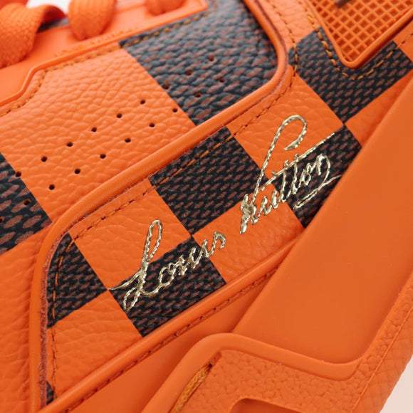 LOUIS VUITTON Damier Pop LV Trainer Shoes 24 Orange 1ACN5S LV Auth BA15776M