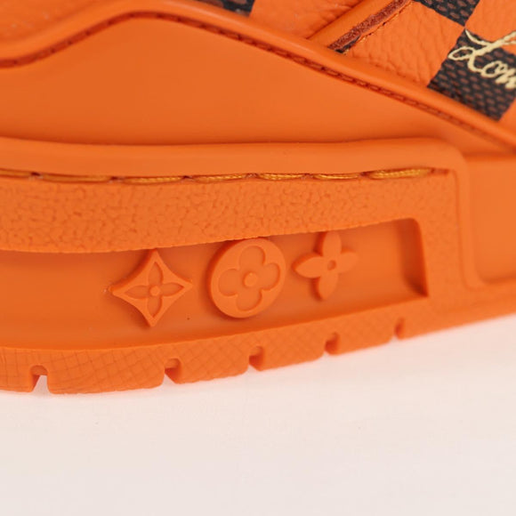 LOUIS VUITTON Damier Pop LV Trainer Shoes 24 Orange 1ACN5S LV Auth BA15776M