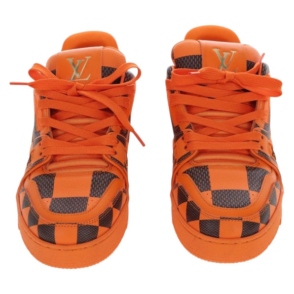 LOUIS VUITTON Damier Pop LV Trainer Shoes 24 Orange 1ACN5S LV Auth BA15776M
