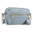 Miu Miu Madras Shoulder Bag Leather Light Blue Gold Auth BA15779-1