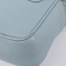 Miu Miu Madras Shoulder Bag Leather Light Blue Gold Auth BA15779-15