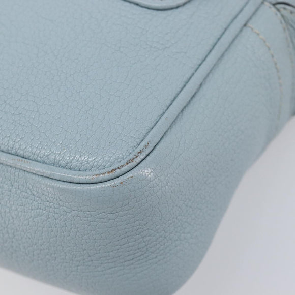 Miu Miu Madras Shoulder Bag Leather Light Blue Gold Auth BA15779