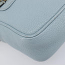 Miu Miu Madras Shoulder Bag Leather Light Blue Gold Auth BA15779-16