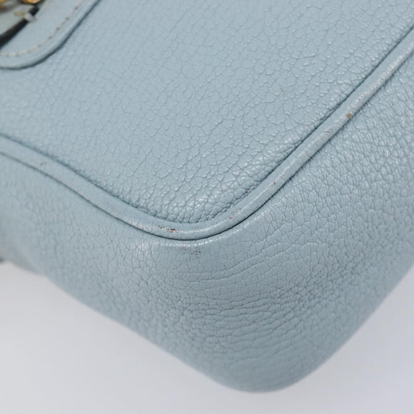 Miu Miu Madras Shoulder Bag Leather Light Blue Gold Auth BA15779