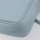 Miu Miu Madras Shoulder Bag Leather Light Blue Gold Auth BA15779-17