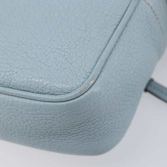 Miu Miu Madras Shoulder Bag Leather Light Blue Gold Auth BA15779