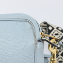 Miu Miu Madras Shoulder Bag Leather Light Blue Gold Auth BA15779-9