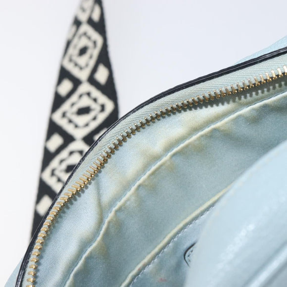 Miu Miu Madras Shoulder Bag Leather Light Blue Gold Auth BA15779