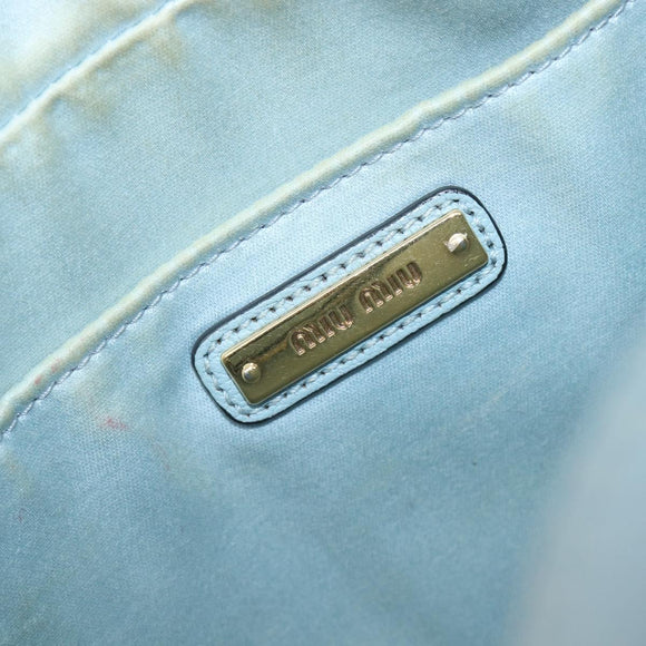 Miu Miu Madras Shoulder Bag Leather Light Blue Gold Auth BA15779
