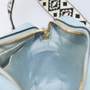 Miu Miu Madras Shoulder Bag Leather Light Blue Gold Auth BA15779-24