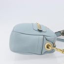 Miu Miu Madras Shoulder Bag Leather Light Blue Gold Auth BA15779-3