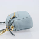 Miu Miu Madras Shoulder Bag Leather Light Blue Gold Auth BA15779-4