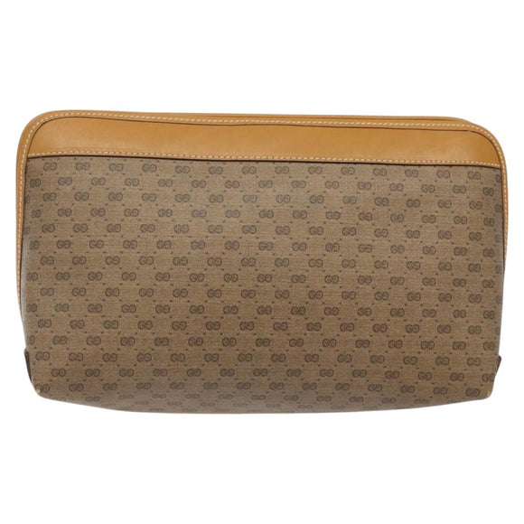 GUCCI Micro GG Supreme Clutch Bag PVC Beige Gold 014 58 0198 Auth BA1579