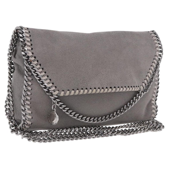 Stella MacCartney Falabella Chain Bag Polyester Gray Silver 364519 Auth BA15790A