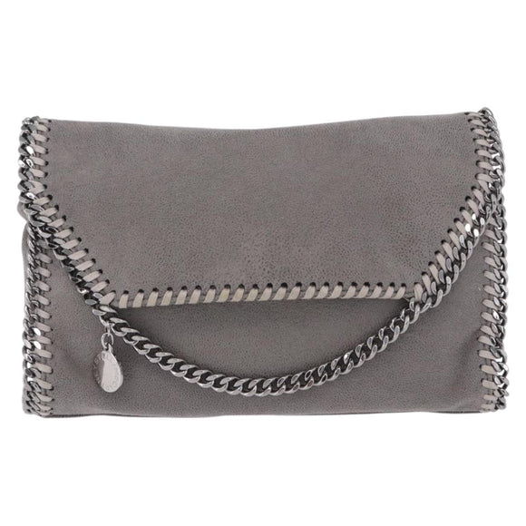 Stella MacCartney Falabella Chain Bag Polyester Gray Silver 364519 Auth BA15790A