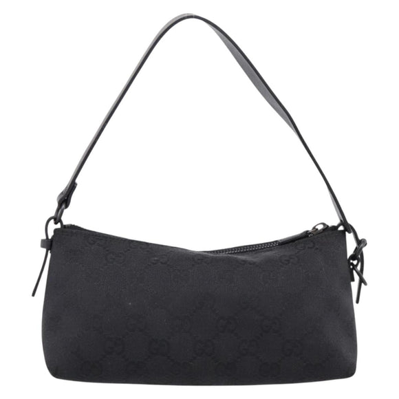 GUCCI GG Canvas Hand Bag Black Silver 103399 Auth BA15792V