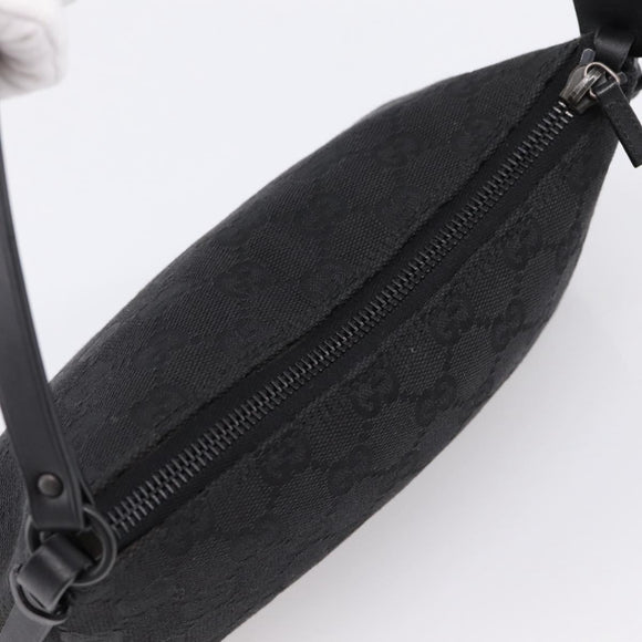 GUCCI GG Canvas Hand Bag Black Silver 103399 Auth BA15792V