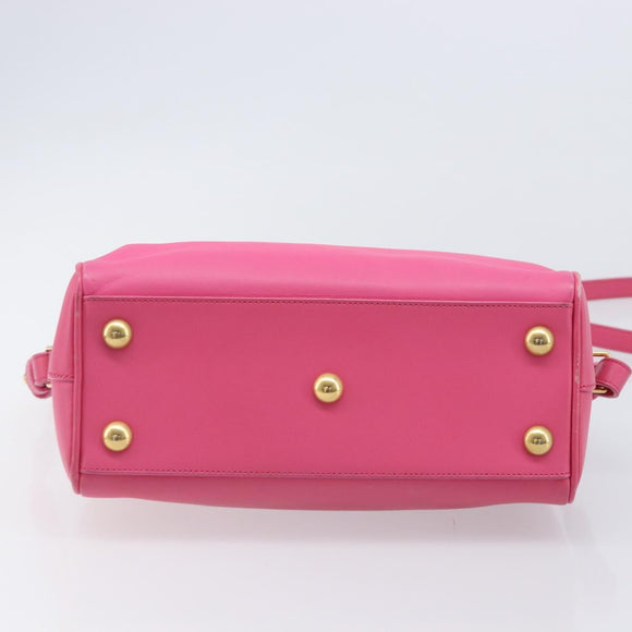 SAINT LAURENT Baby Duffel Hand Bag Leather 2way Pink Gold Auth BA15793V