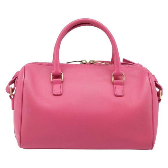 SAINT LAURENT Baby Duffel Hand Bag Leather 2way Pink Gold Auth BA15793V
