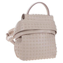 TOD'S Wave Line Backpack Leather Pink Silver Auth BA15794A-1