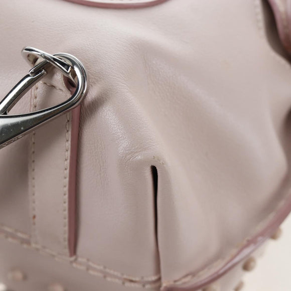 TOD'S Wave Line Backpack Leather Pink Silver Auth BA15794A