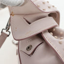TOD'S Wave Line Backpack Leather Pink Silver Auth BA15794A-19