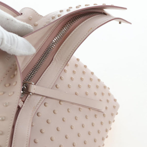 TOD'S Wave Line Backpack Leather Pink Silver Auth BA15794A