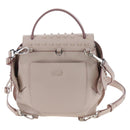 TOD'S Wave Line Backpack Leather Pink Silver Auth BA15794A-3