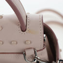 TOD'S Wave Line Backpack Leather Pink Silver Auth BA15794A-4