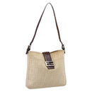 FENDI Zucca Canvas Mamma Baguette Tote Bag Beige Silver Auth BA15795A-1