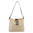 FENDI Zucca Canvas Mamma Baguette Tote Bag Beige Silver Auth BA15795A-13