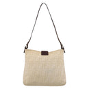 FENDI Zucca Canvas Mamma Baguette Tote Bag Beige Silver Auth BA15795A-2