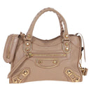 BALENCIAGA Classic Metal Edge City Leather 2way Beige Gold 390160 Auth BA15796M-13