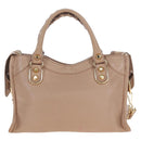 BALENCIAGA Classic Metal Edge City Leather 2way Beige Gold 390160 Auth BA15796M-2