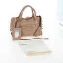 BALENCIAGA Classic Metal Edge City Leather 2way Beige Gold 390160 Auth BA15796M-31