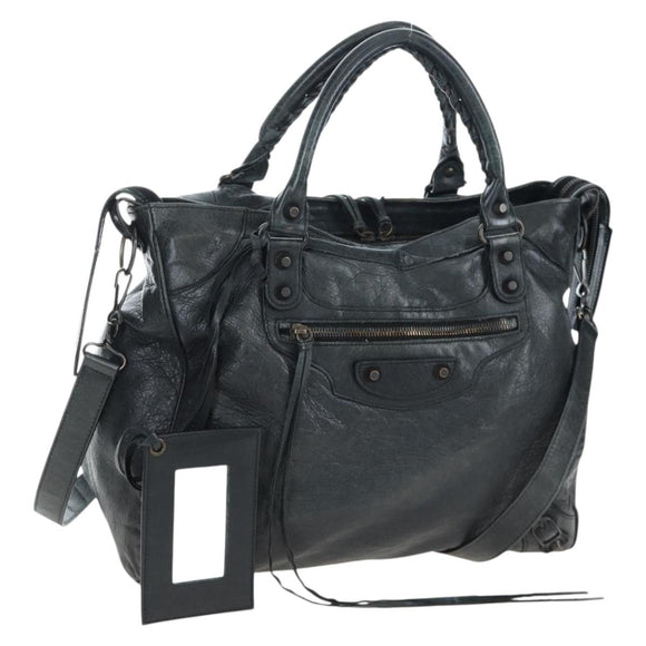 BALENCIAGA Classic Vero Hand Bag Leather 2way Black 235216 Auth BA15797V