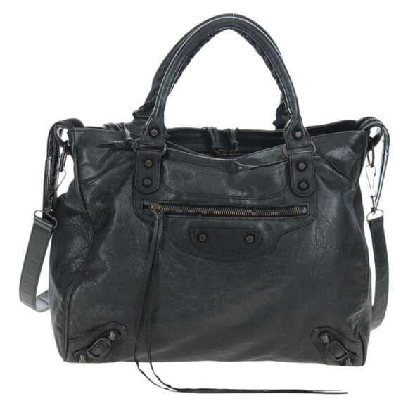 BALENCIAGA Classic Vero Hand Bag Leather 2way Black 235216 Auth BA15797V