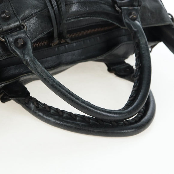 BALENCIAGA Classic Vero Hand Bag Leather 2way Black 235216 Auth BA15797V