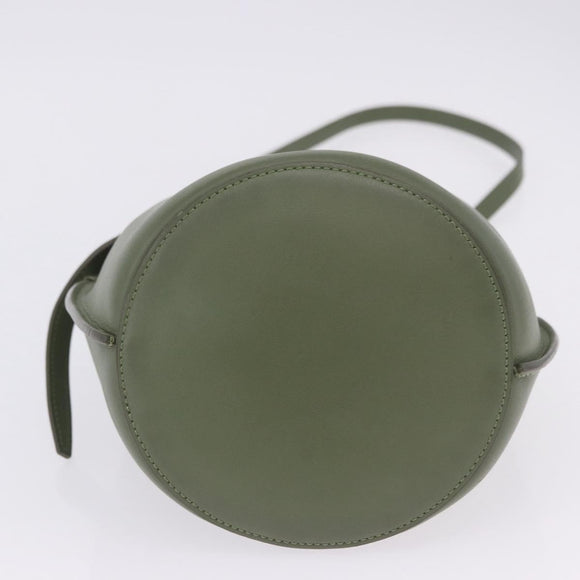 CELINE Big Bag Bucket Hand Bag Leather 2way Green Silver Auth BA15799V
