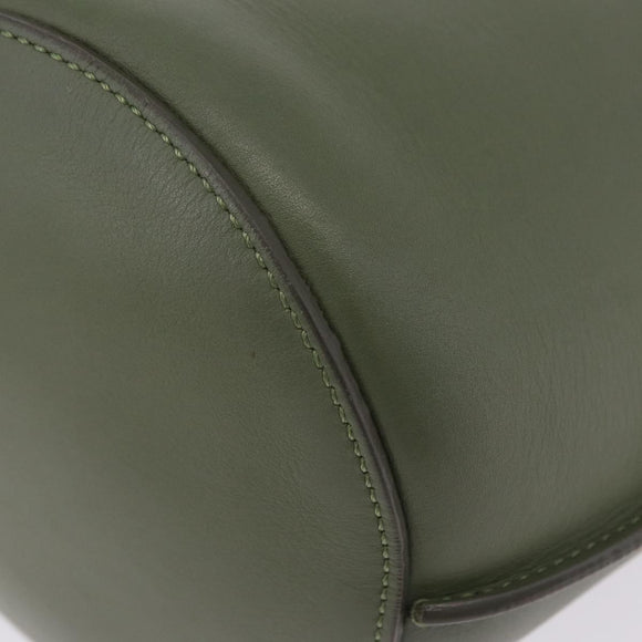 CELINE Big Bag Bucket Hand Bag Leather 2way Green Silver Auth BA15799V