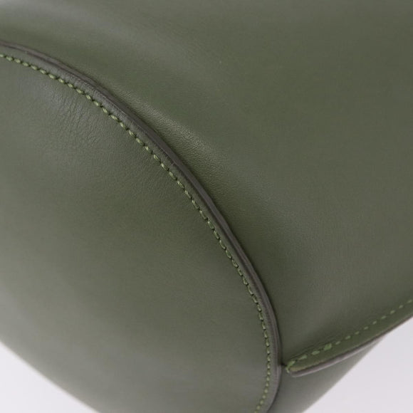 CELINE Big Bag Bucket Hand Bag Leather 2way Green Silver Auth BA15799V