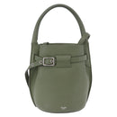 CELINE Big Bag Bucket Hand Bag Leather 2way Green Silver Auth BA15799V-13