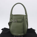 CELINE Big Bag Bucket Hand Bag Leather 2way Green Silver Auth BA15799V-12