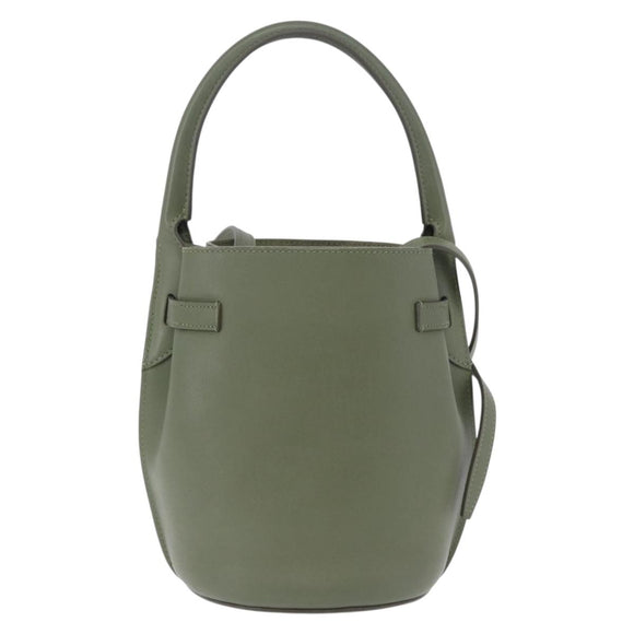 CELINE Big Bag Bucket Hand Bag Leather 2way Green Silver Auth BA15799V