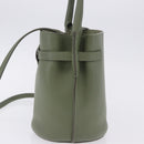CELINE Big Bag Bucket Hand Bag Leather 2way Green Silver Auth BA15799V-3