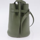 CELINE Big Bag Bucket Hand Bag Leather 2way Green Silver Auth BA15799V-4