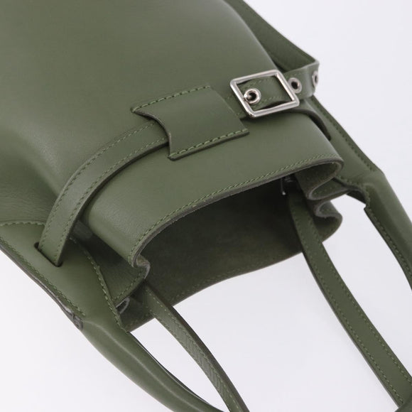 CELINE Big Bag Bucket Hand Bag Leather 2way Green Silver Auth BA15799V