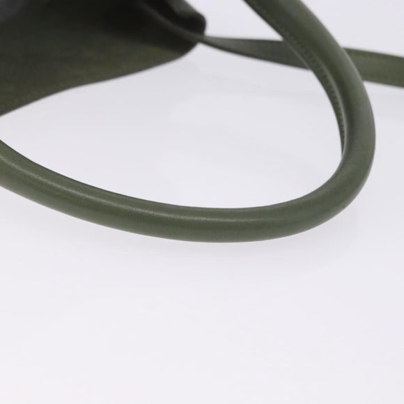 CELINE Big Bag Bucket Hand Bag Leather 2way Green Silver Auth BA15799V