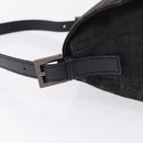 FENDI Zucchino Canvas Mamma Baguette Shoulder Bag Black Silver Auth BA15800V-10