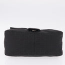 FENDI Zucchino Canvas Mamma Baguette Shoulder Bag Black Silver Auth BA15800V-11